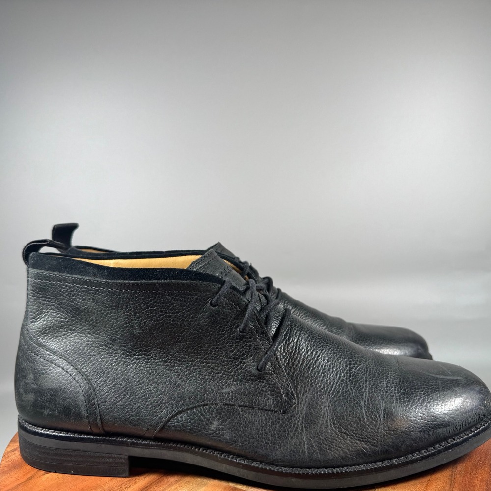 Cole Haan Mens C12819 Black Pebbled Leather Chukka Ankle Boots Size 12 M